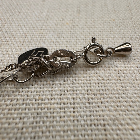 Platinum Plated Sterling Silver pendant with cubic zirconia & multicoloured gems - Picture 10 of 13